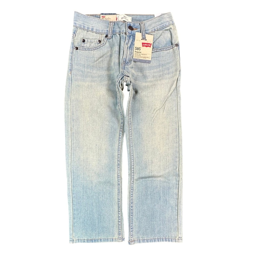 Levi's 505 Regular Fit Jeans Boys Size 8 Reg W24 L22 Light Wash Blue Denim NWT